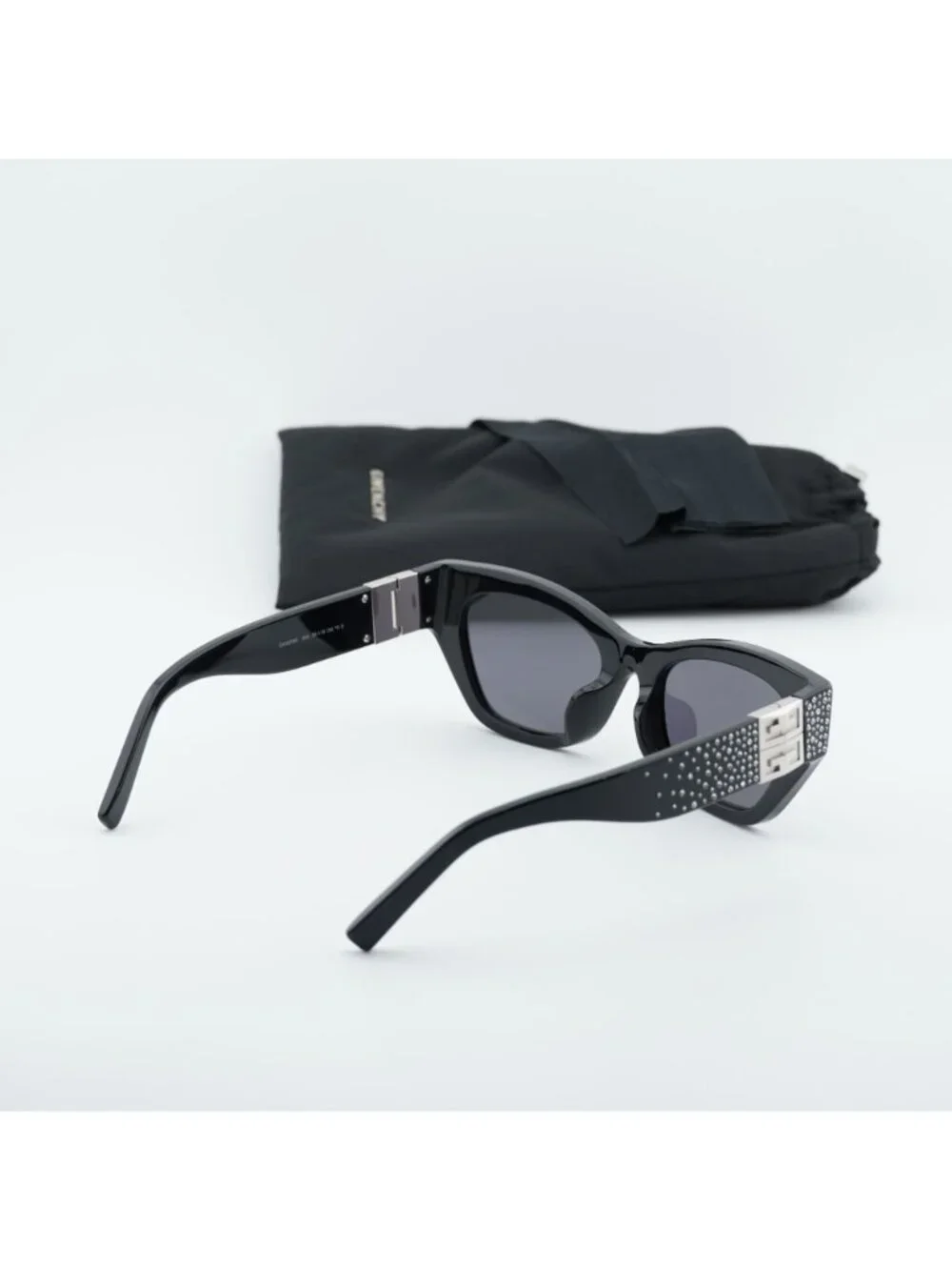 Givenchy GV4019IS 01A Sunglasses Black with Stones Cat Eye Frame, Grey Lenses